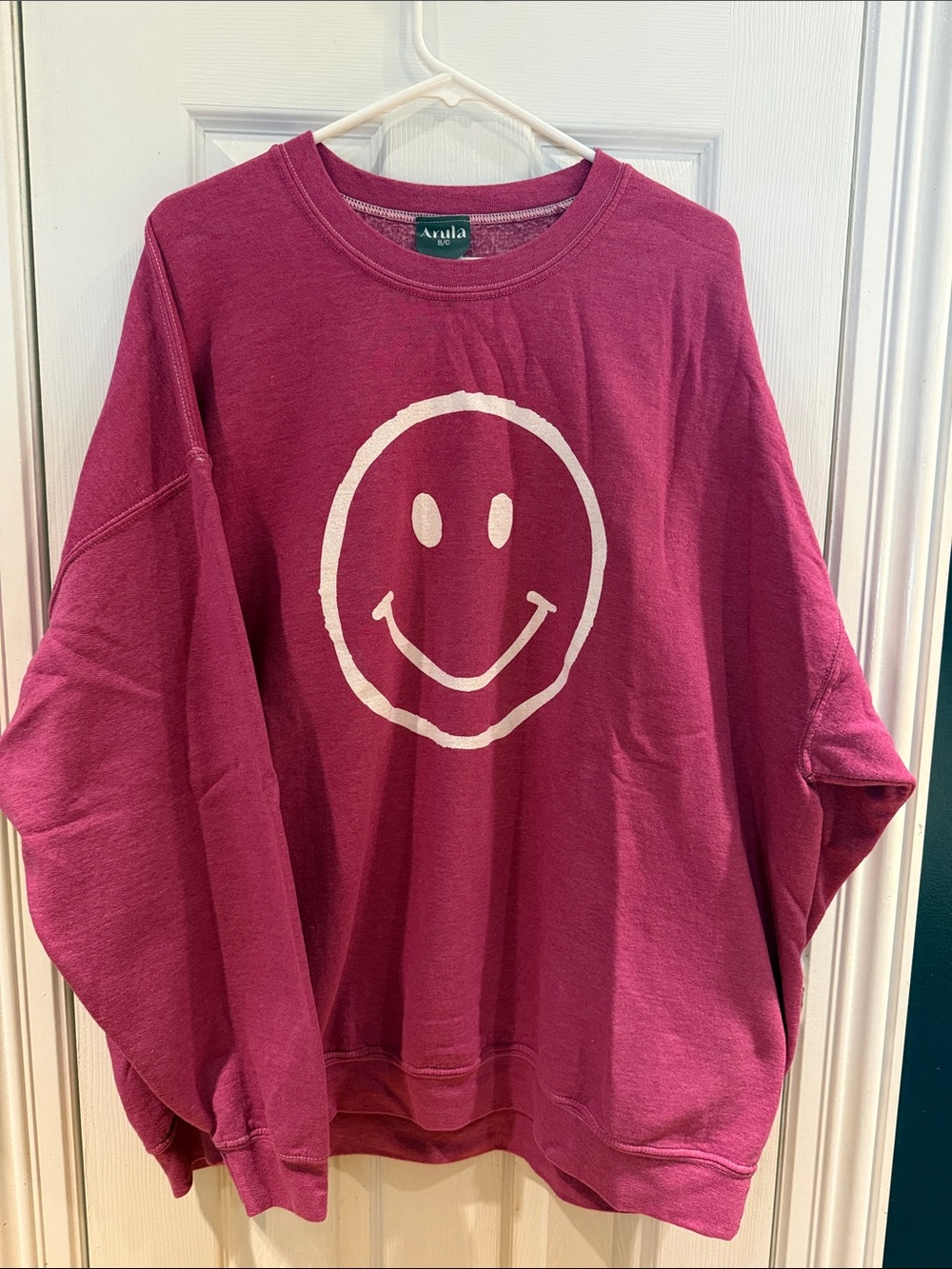 ARULA Magenta Smiley Crewneck Sweatshirt